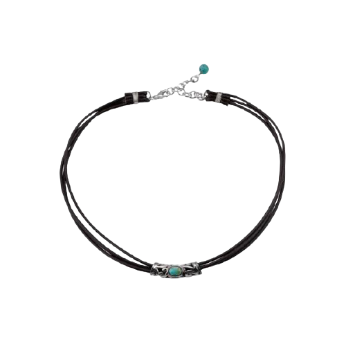 Barse Turquoise Leather Cord Necklace