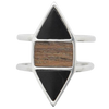 Barse Wood and Onyx Silver Ring