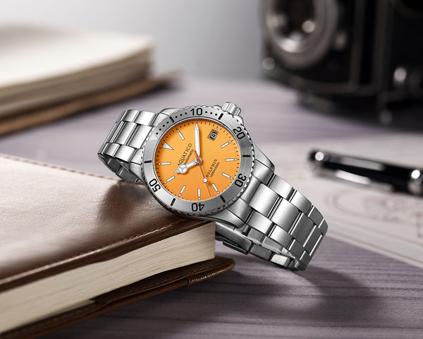 Aquatico Dolphin 39mm Automatic Dive Watch Orange