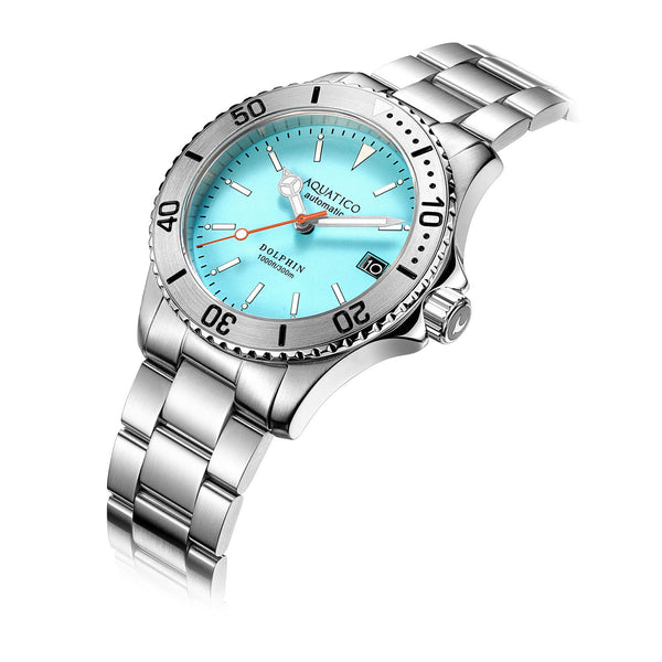 Aquatico Dolphin 39mm Automatic Dive Watch Bright Blue