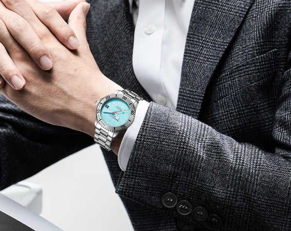 Aquatico Dolphin 39mm Automatic Dive Watch Bright Blue