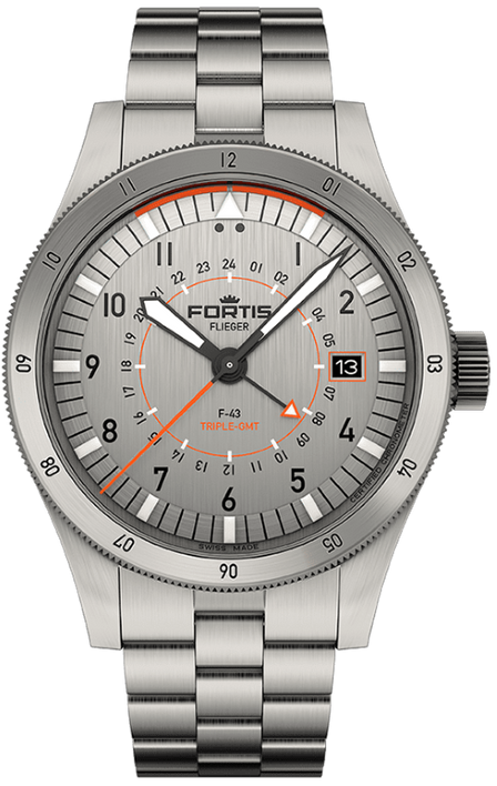 Fortis Flieger F-43 Triple-GMT Titanium Orange