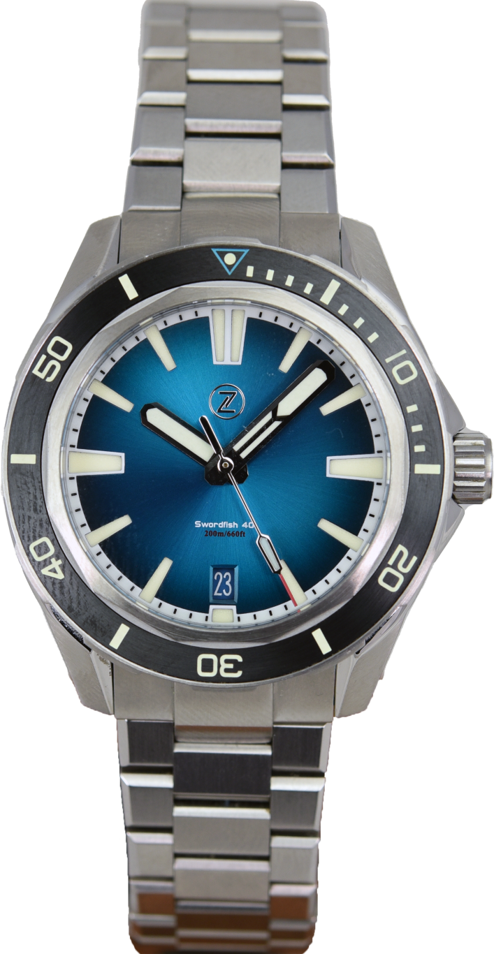 Zelos Swordfish 40mm Teal Pre owned SeriousWatches