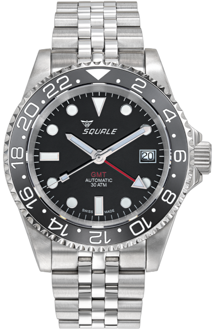 Squale 30 Atmos GMT 1545 Black Bezel - SeriousWatches.com