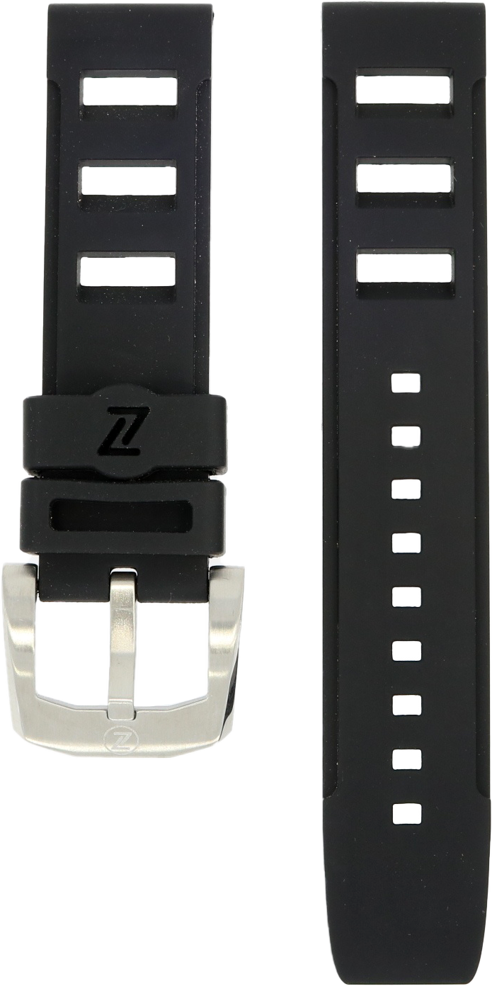 Zelos Black Rubber Strap 22mm