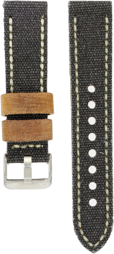 Zelos Grey Leather/Canvas Strap 22mm