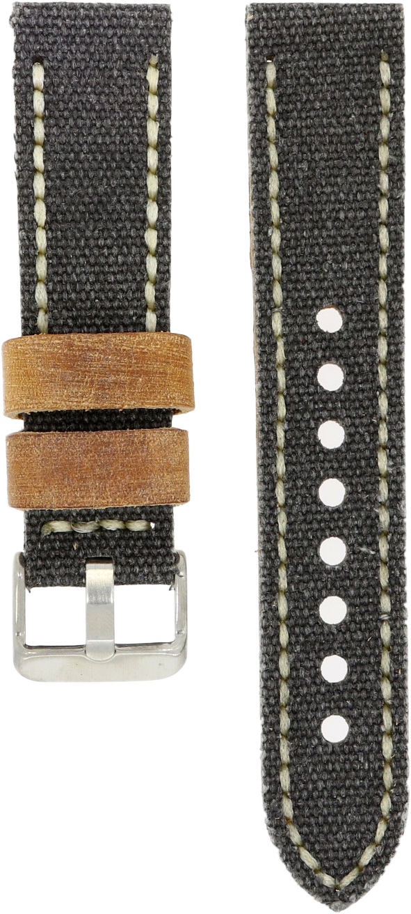 Zelos Grey Leather/Canvas Strap 22mm
