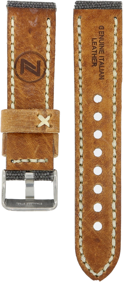 Zelos Grey Leather/Canvas Strap 22mm