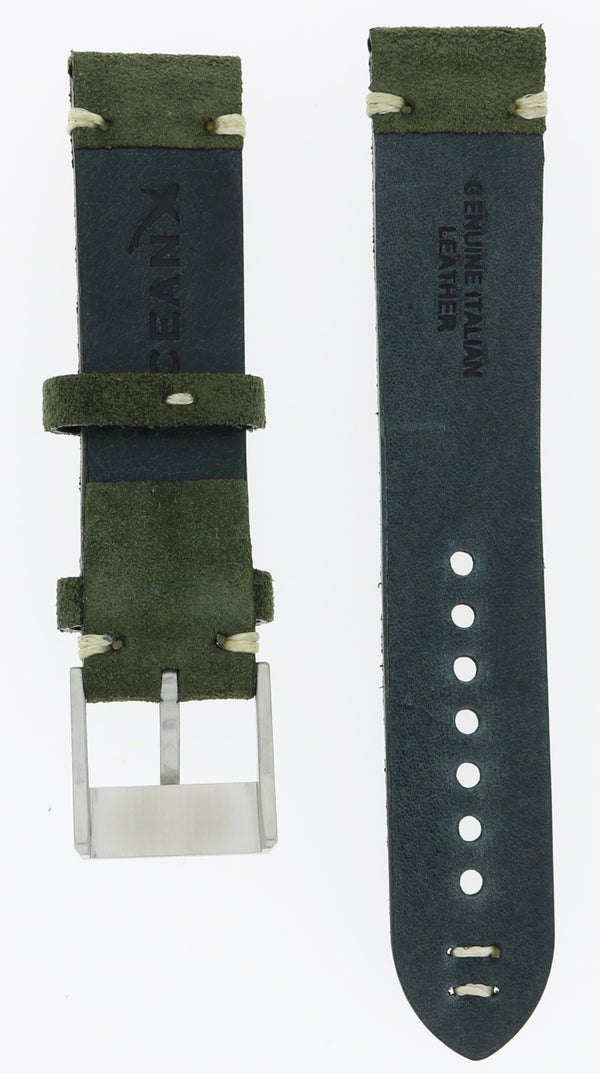 OceanX Sharkmaster 1000 Green Leather Strap 21mm