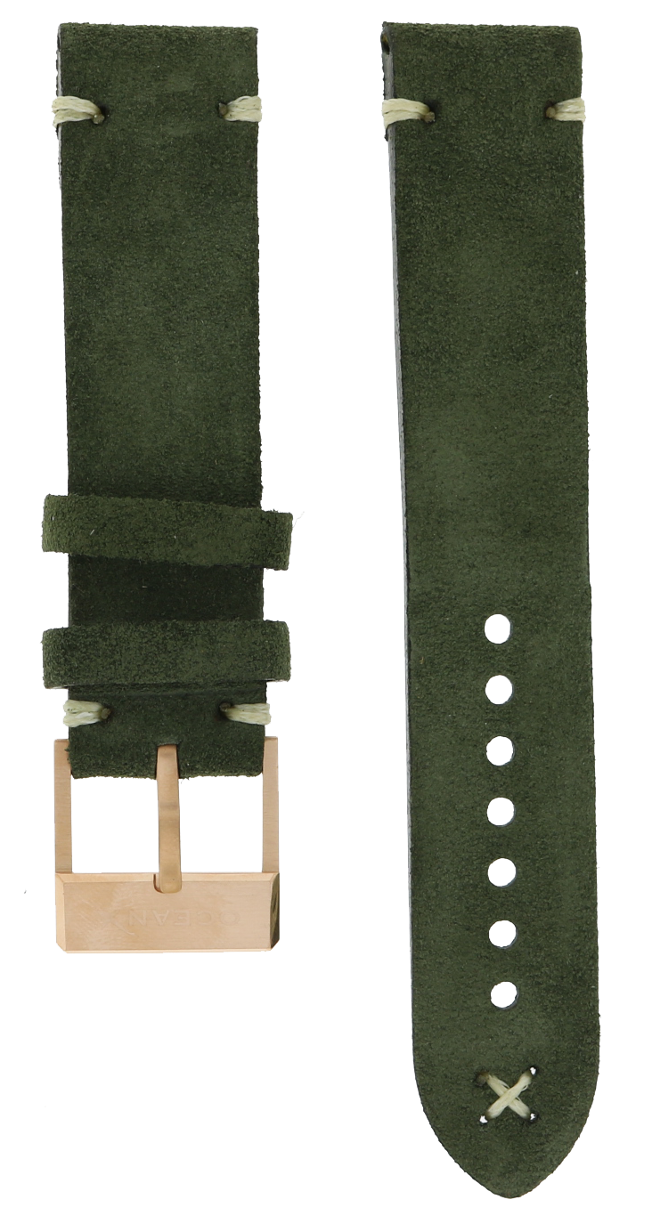 OceanX Sharkmaster 1000 Green Leather Strap RGP Clasp 21mm