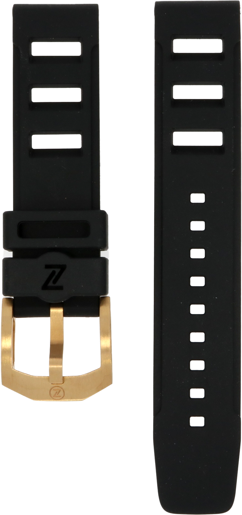 Zelos Black Rubber Strap 22mm Bronze Clasp