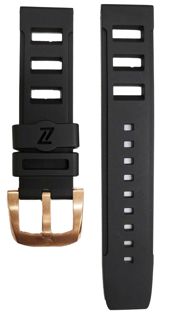 Zelos Black Rubber Strap 22mm Bronze Clasp