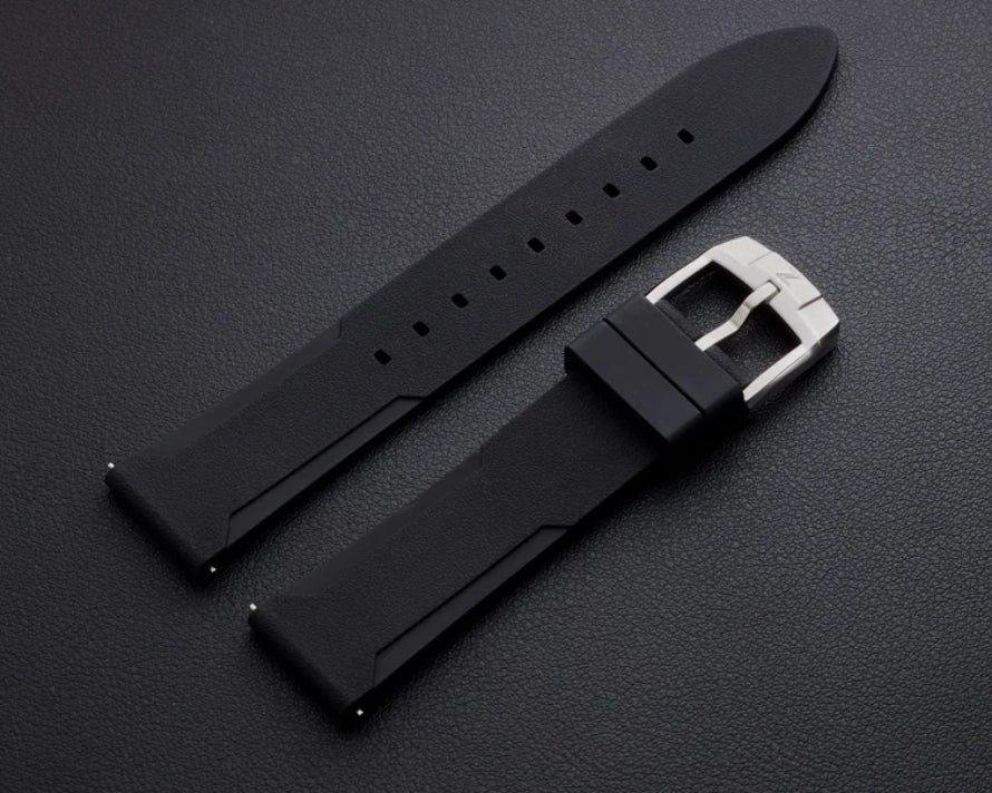 Zelos Black FKM Rubber Strap 22mm Steel Clasp
