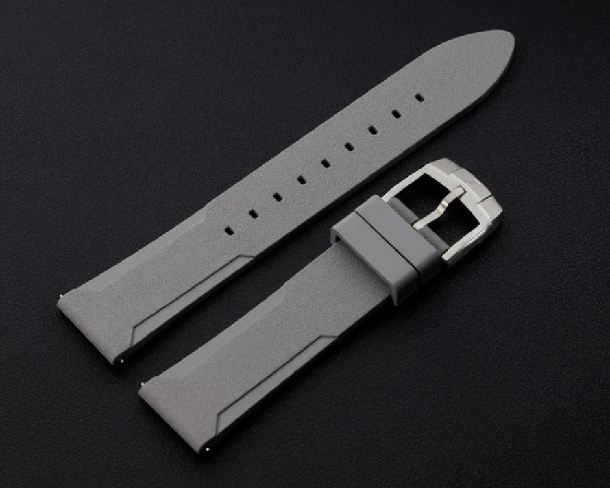 Zelos Grey FKM Rubber Strap 22mm Steel Clasp