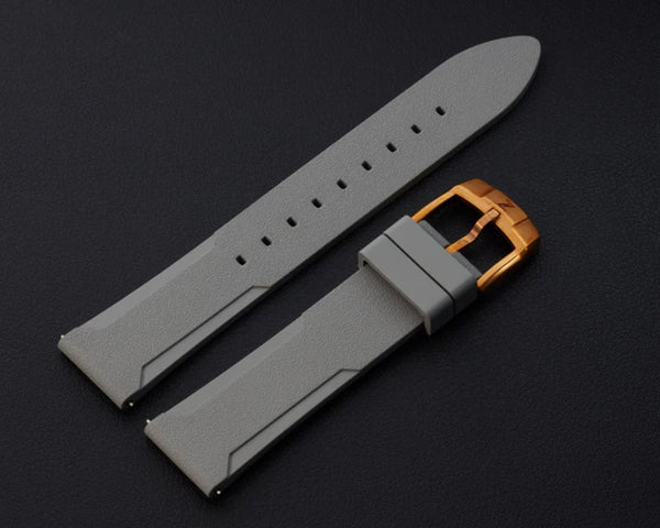 Zelos Grey FKM Rubber Strap 20mm Bronze Clasp