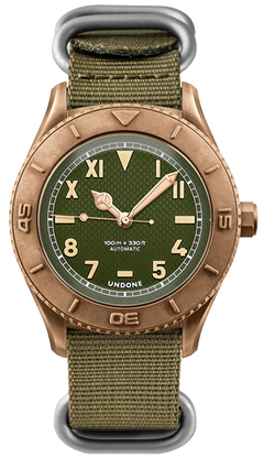 Montre Undone Basecamp Cali Green Automatique - Boîtier Acier, Bracelet Tissu Vert - Unisexe