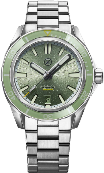 Zelos Swordfish 40mm Steel Sage Green - SeriousWatches.com