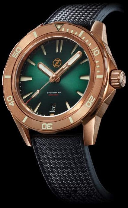 Zelos Swordfish 40mm Bronze Emerald Green