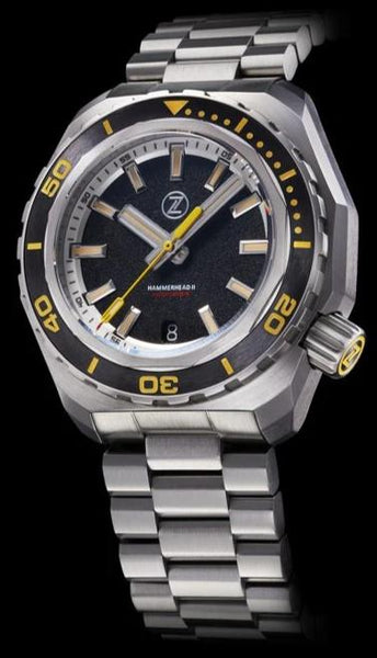 Zelos Hammerhead 2 Steel Black Sand NH35 - SeriousWatches.com