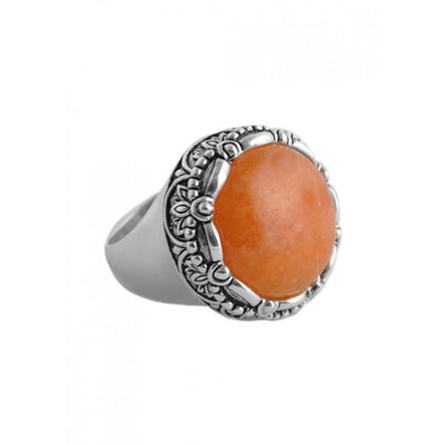 Barse Orange Jade Round Ring