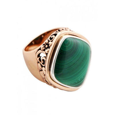 Barse Malachite and Copper Signet Ring
