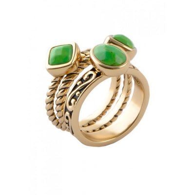 Barse Multi-Shape Lime Turquoise Trio Ring