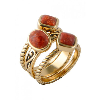 Barse Multi-Shape Orange Sponge Coral Trio Ring