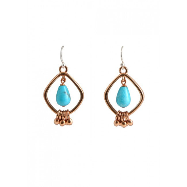 Barse Copper and Turquoise Quadrangle Earring