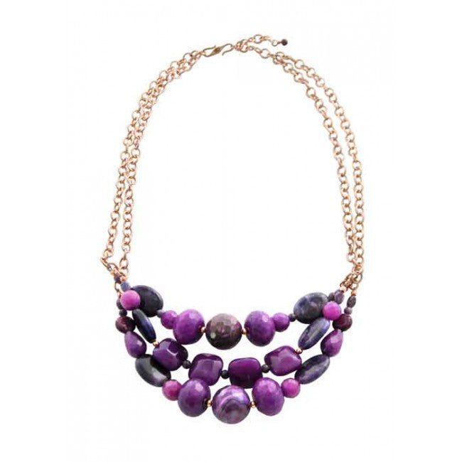 Barse Purple Reigns Genuine Stone Necklace