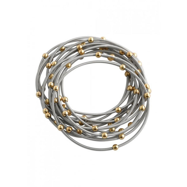 Barse Piano Wire Stretch Bracelet Set- Silver/Gold