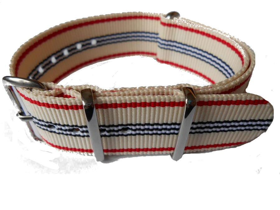 NATO Strap Off white, Red, Black and White