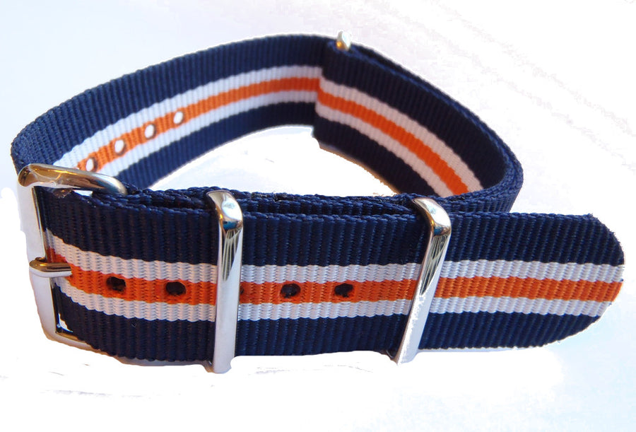 NATO Strap Navy, White and Orange