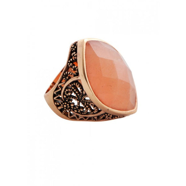 Barse Promenade Copper and Peach Aventurine Ring