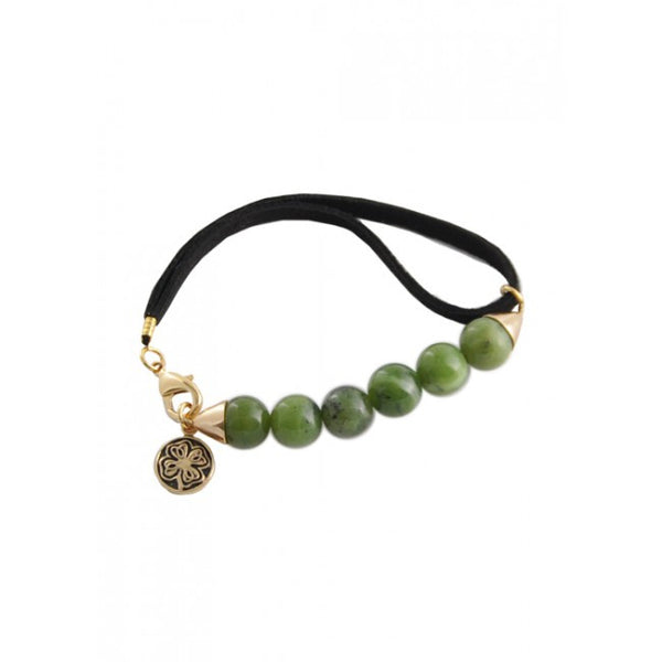 Barse Rockin' Leather and Stone Bracelet-Green Jade