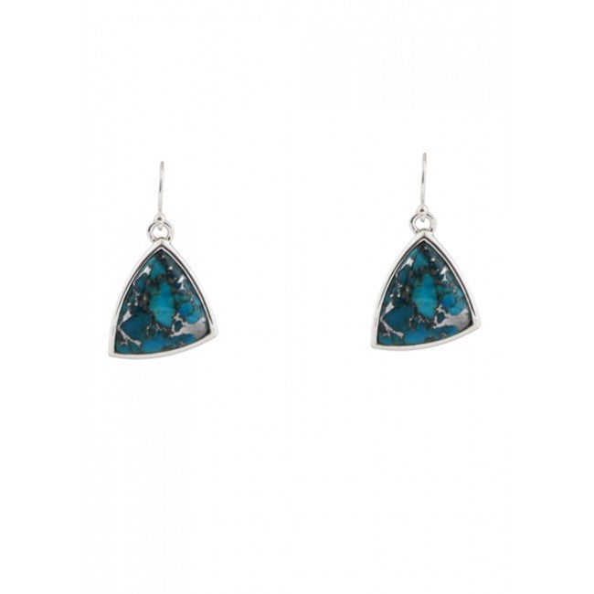 Barse Abstract Zinc and Turquoise Earring